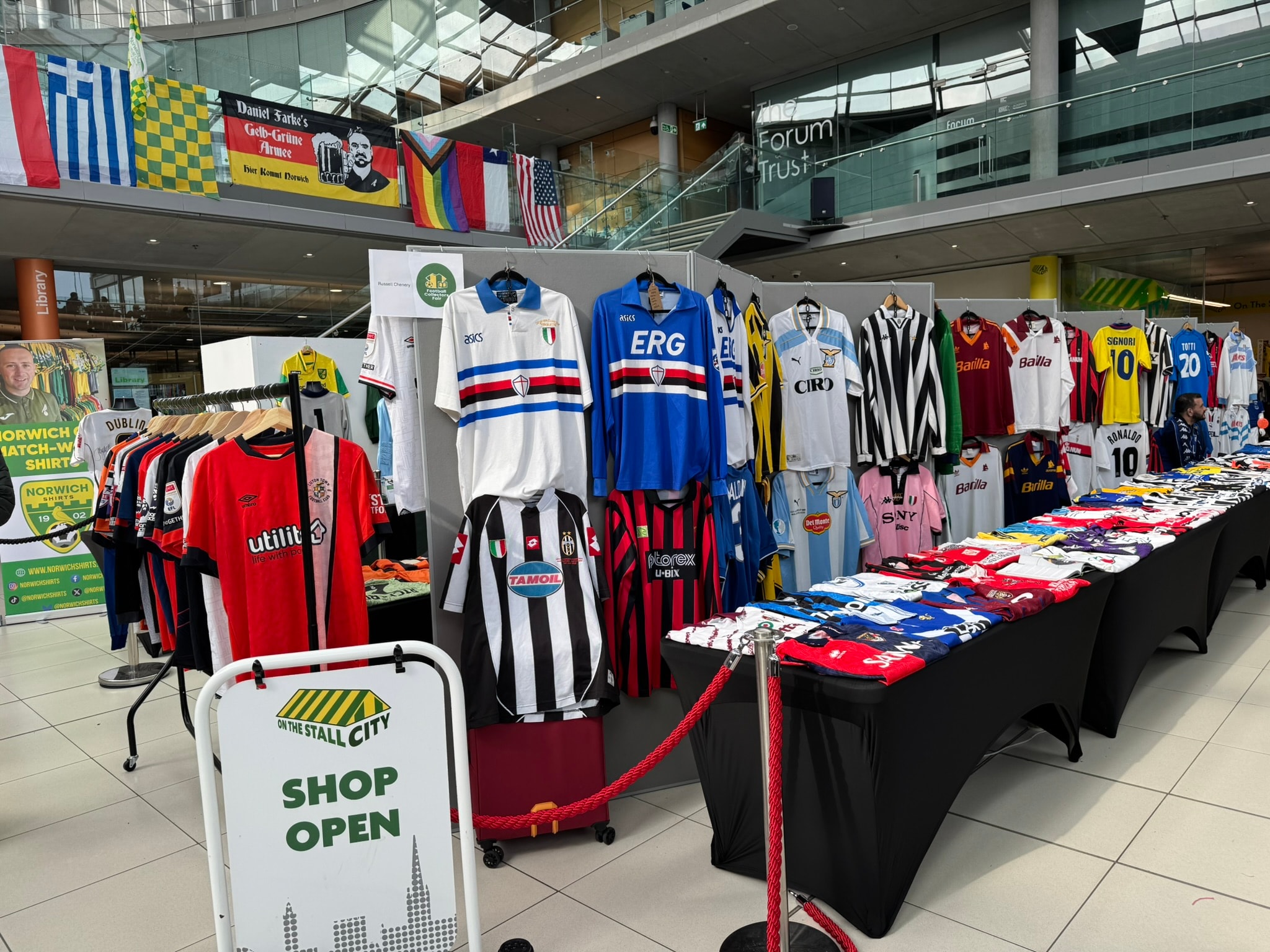 On the Stall City stand with vintage Italian and European shirts at the March 2026 Collectors Fair